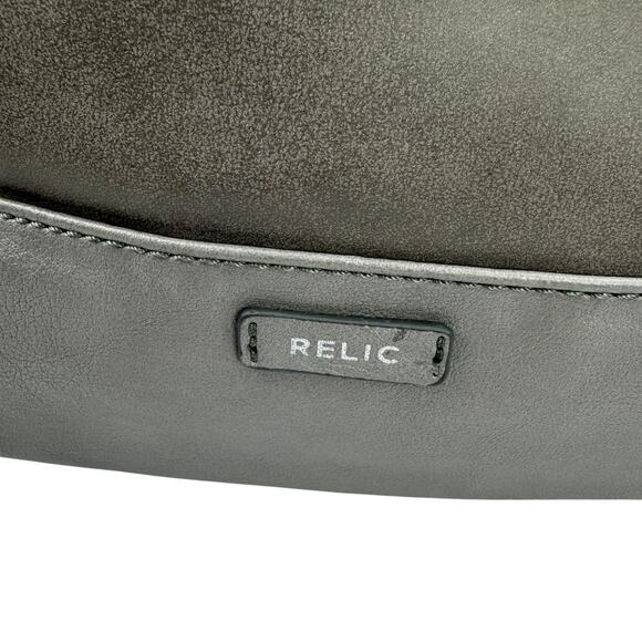 Relic Gray Faux Leather Double Handle Carry All Hobo Shoulder Bag - Picture 7 of 16